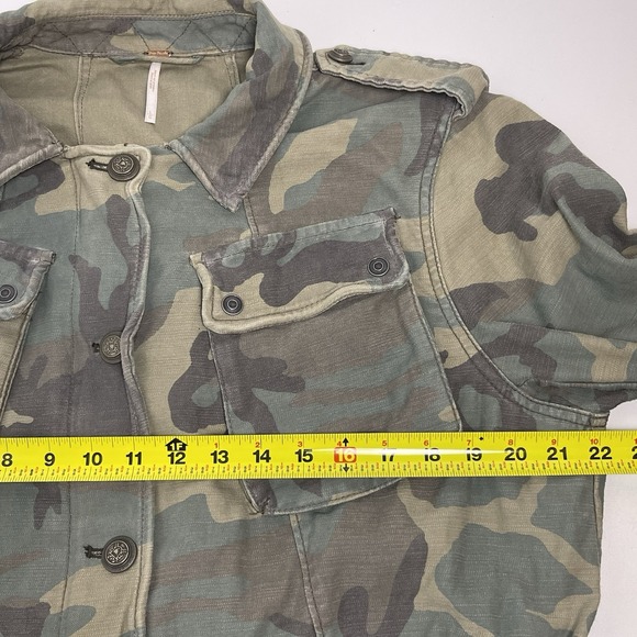 Free People Women's Large Green Camo Not Your Brothers Military Surplus Jacket - Picture 13 of 15